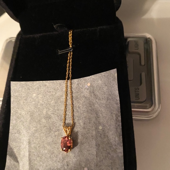 14KT PINK ZIRCON PENDANT NECKLACE W/ 18" 14KT CHAIN YG BEN BRIDGE JEWELRY - Picture 2 of 7